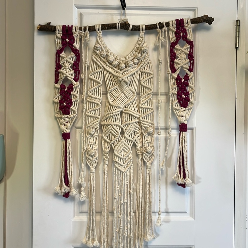 Large macrame wall hanging.